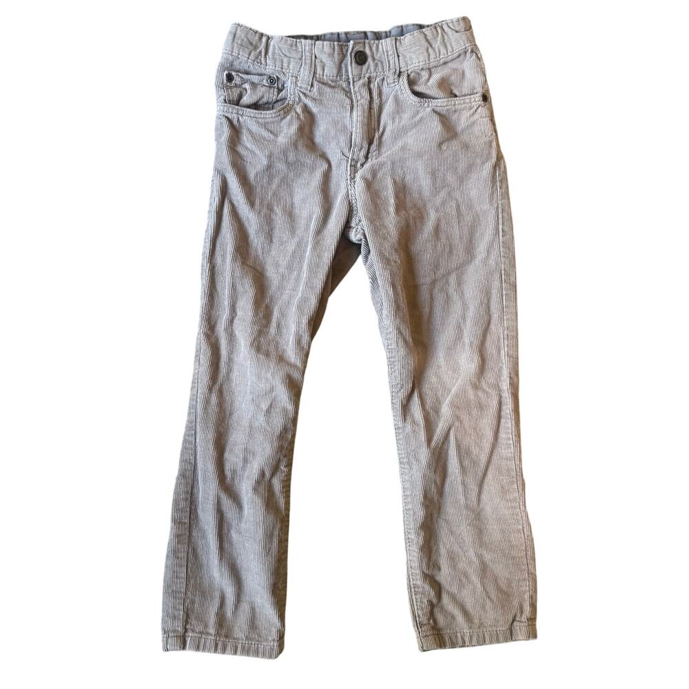 H&M Boys Gray Corduroy Jeans Pants 5 6 Adjustable Waist Slim Fit
